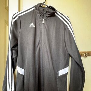 Adidas Black and White Windbreaker with Signature Stripes
